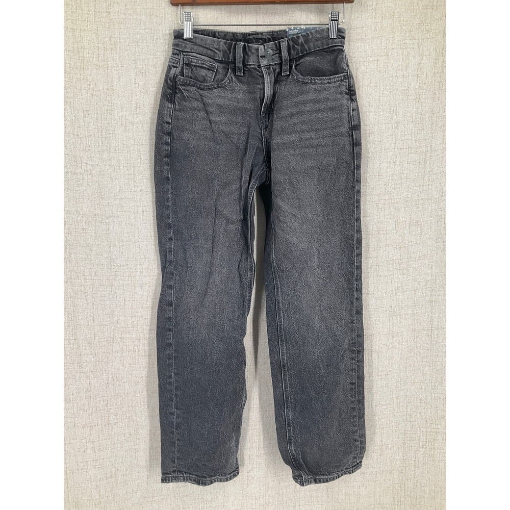 American Eagle Jeans Womens 00 Short Black Cotton Curvy Straight High Rise NEW